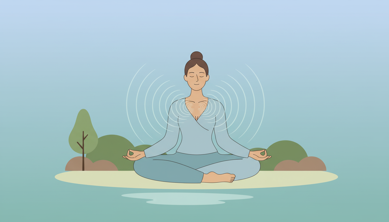 Illustration of a person practising deep breathing to relieve anxiety chest pain