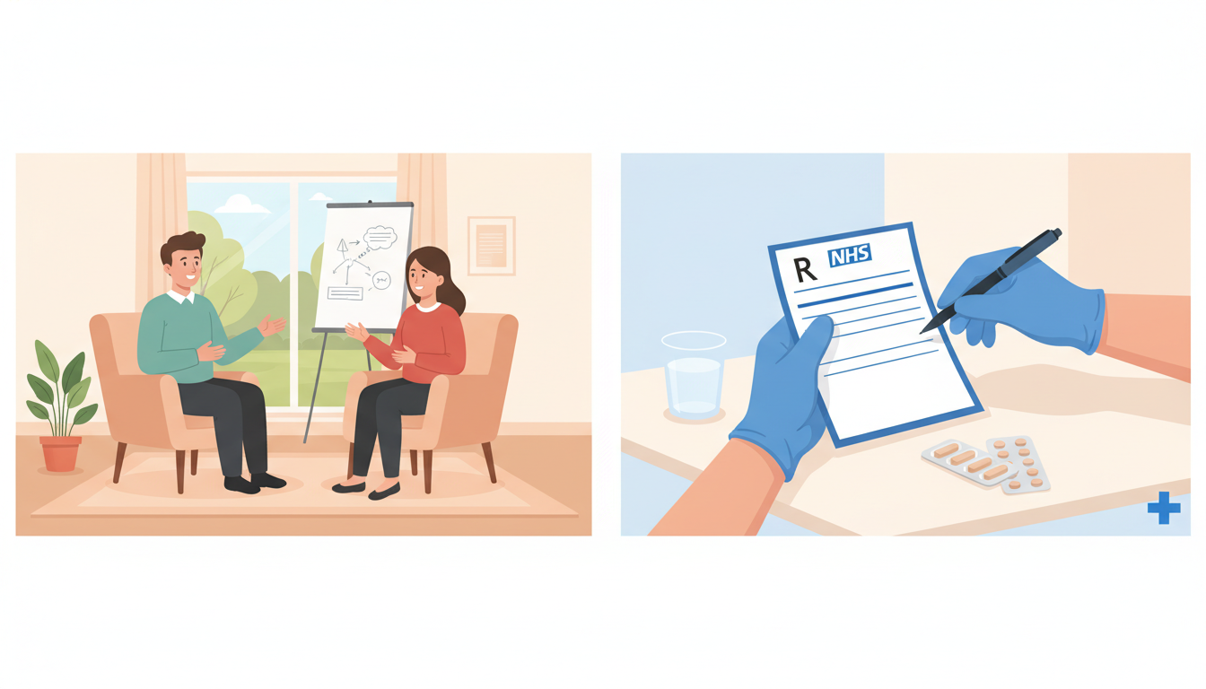 NHS treatment options for agoraphobia including CBT therapy and medication